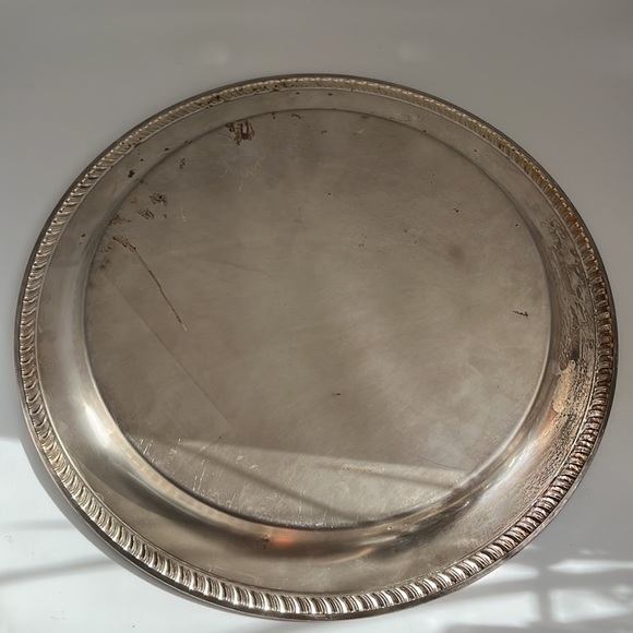 15" Silverplate Serving Tray with Rope Style Border - Picture 3 of 5